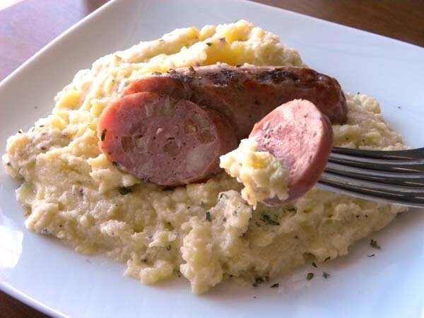 Chicken Bangers and Dijon Mash